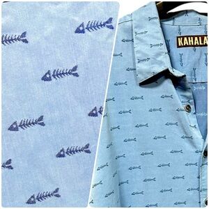 KAHALA 1936 Fish Bones Short Sleeve Hawaiian Shirt 2XL